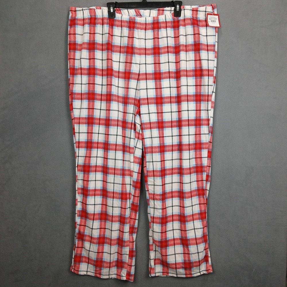 Wondershop At Target Pajama Pants Womens 3X White Plaid Microfleece Sleepwear